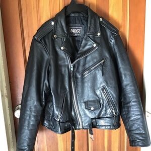 Raider leather coat.